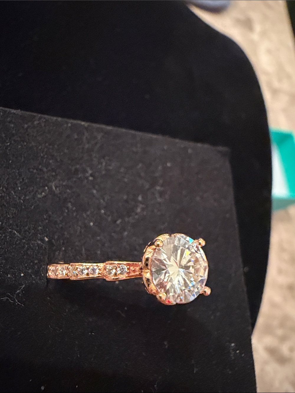 MOISSANITE Rose Gold Over 925 silver Halo 1 carat Engagement Ring - Picture 8 of 9